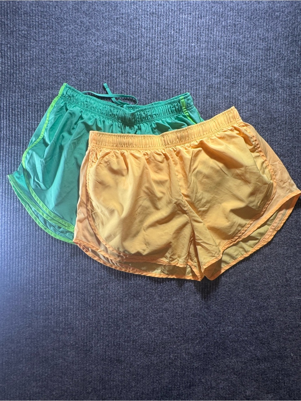 Lot of 2 - Nike Dri-fit yellow green running athletic shorts Women’s XL